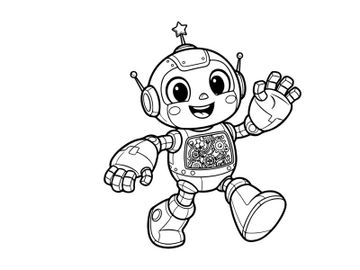 Friendly robot waving hand vector illustration flat design preview picture