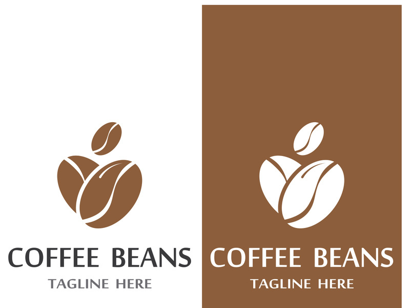 Coffee bean logo for cafe, business, label.