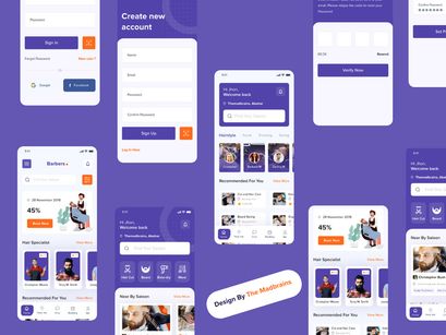 Book Barber Shop Near XD UI KIT Template