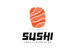 Sushi Logo, Japanese Food Sushi Seafood Vector