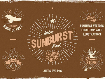 Vintage Glory: Sunburst Vector Set preview picture
