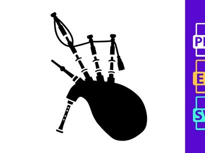 Classic Scottish Bagpipes Folk Music Instrument Silhouette
