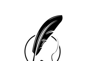 Feather quill design icon and logo illustration classic stationery