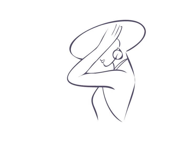 Line art portrait woman, Flower face one line vector illustration