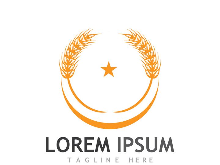 Organic wheat farm logo template.