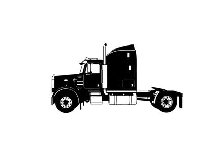 Silhouette of a semi truck with a large sleeper cabin