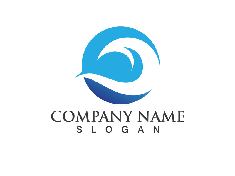 Blue water wave logo design template