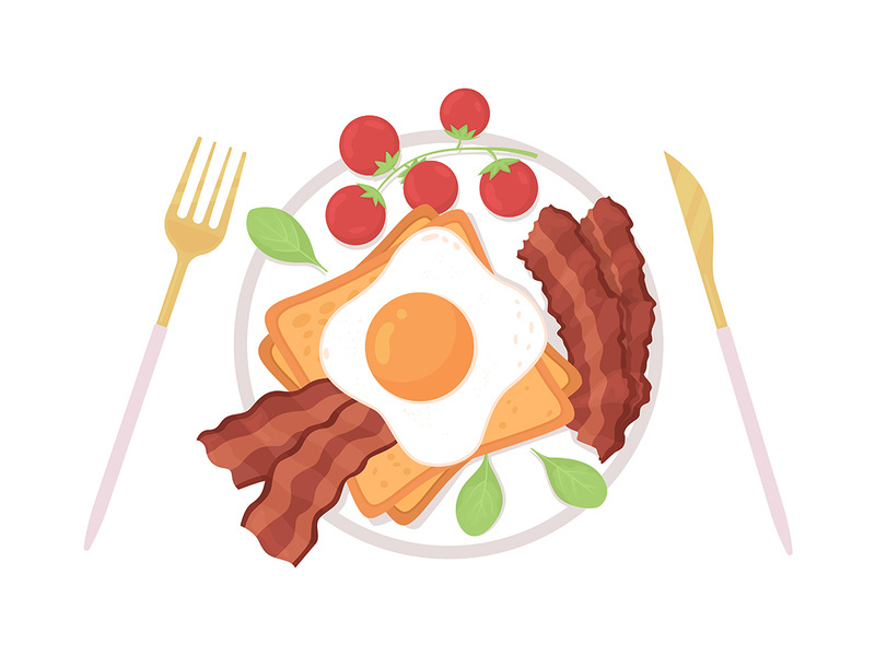 English breakfast semi flat color vector object