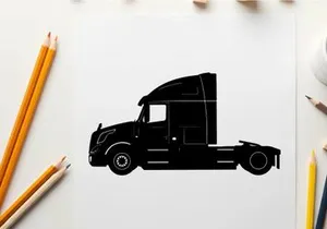 Silhouette of a semi truck with sleeper cabin