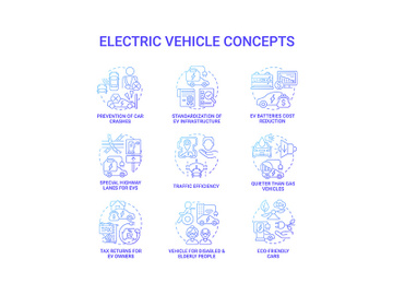 EV smart solution round concept icons set. preview picture