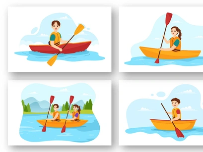 12 Rowing Sport Illustration