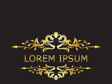 Gold luxury floral vintage monogram decorative logo template