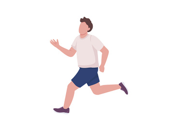 Running athlete semi flat color vector character preview picture