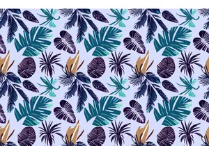 Abstract Trendy Exotic Jungle Plants Pattern