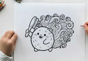 Cute hedgehog with hairbrush vector illustration