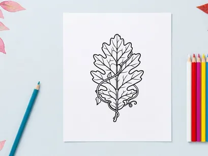 Nahaufnahme eines detaillierten Eichenblatts mit komplexen Adernmustern. Natürliche botanische Details für Umgebungs- oder Naturtypografie.