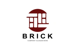 Bricks Logo Design, Material Stone Illustration Vector, Building Construction Icon
