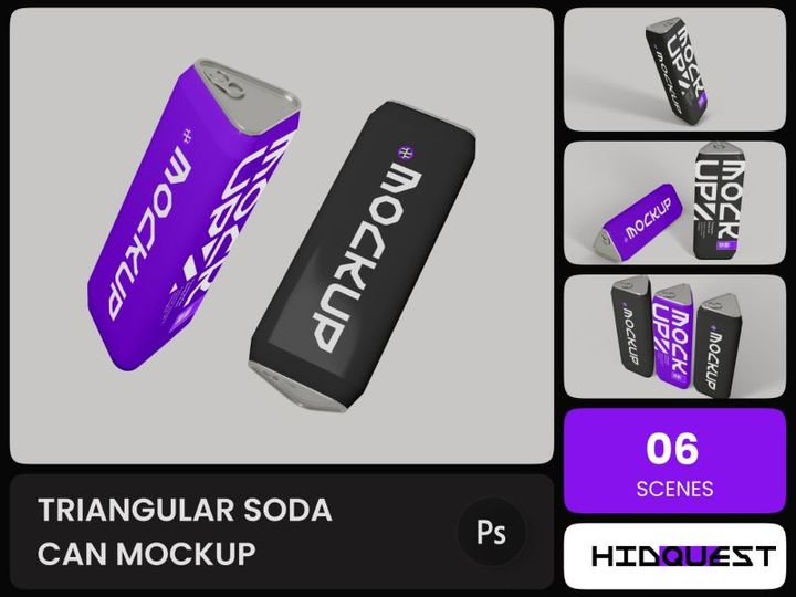 Triangular Soda Can Mockup