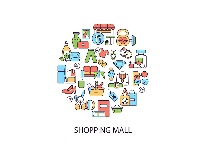 Shopping mall abstract color concept layout with headline