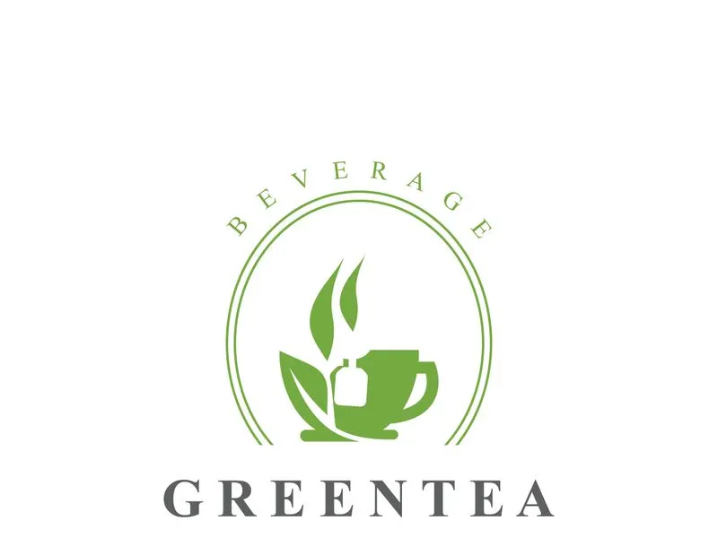 Green tea logo, herbal, organic health minimal design template