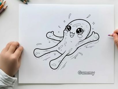 Cute gummy octopus smiling vector illustration flat design