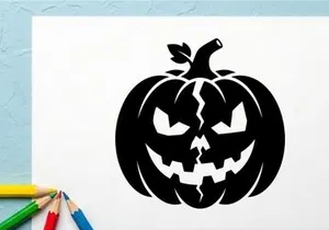 Black Halloween Jack-o'-Lantern with Menacing Face for Fall Decor