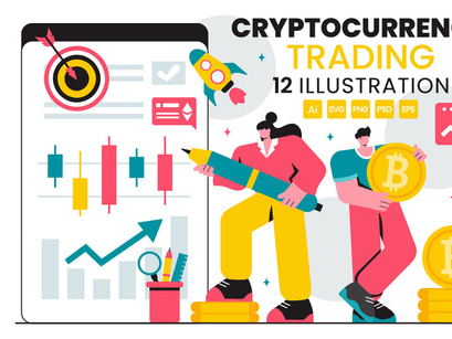 12 Cryptocurrency Trading and Blockchain Illustration