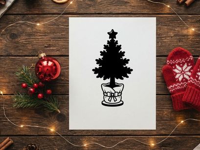Decorative Christmas Tree in Pot with Bow for Holiday Celebrations