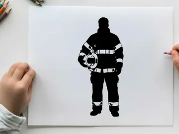 Firefighter silhouette holding a fire hose nozzle preview picture