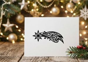 Decorative Christmas star comet icon with ornate floral filigree and swirling patterns