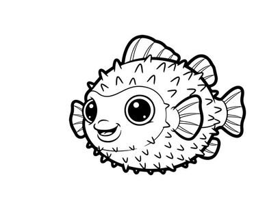 Cute smiling pufferfish cartoon vector illustration