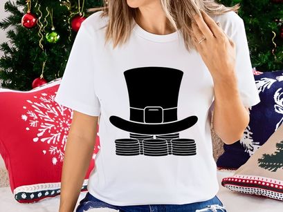 Black top hat with money stacks wealth success finance concept