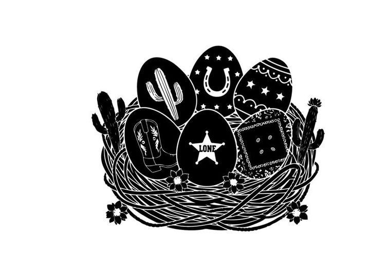 Western easter eggs in a nest silhouette