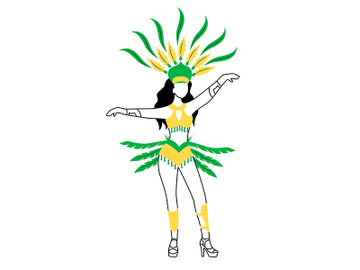 Female in carnival clothing flat silhouette vector illustration preview picture
