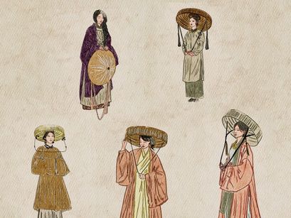 Vintage Asian Women Illustration Bundle – 18 Hand-Drawn Characters (EPS & JPEG)