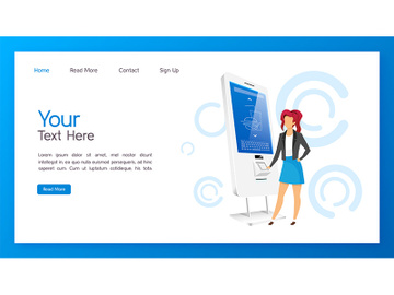 Self order kiosk landing page vector template preview picture
