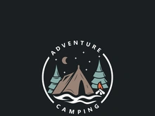 Camping tent logo Outdoor adventure vintage design emblem vector illustration