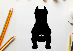 Silhouette of a muscular dog breed with erect ears and a strong jaw