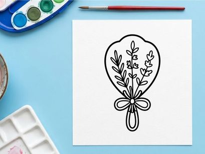 Hand-drawn Halloween wreath with autumn leaves and flowers. Spooky seasonal door decoration for fall and October celebrations.