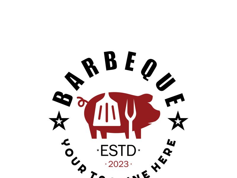 Simple Barbecue Vintage hot grill, with crossed flames and spatula. Logo for restaurant, badge, cafe and bar.vector