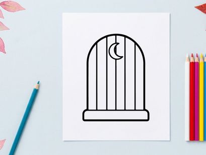 Halloween Grabstein-Symbol. Gruselige Friedhofsgrabstein-Grafik mit einer Mondsichel.