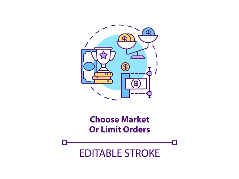 Choosing market and limit orders concept icon