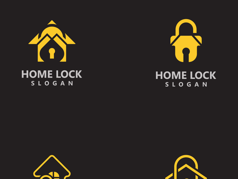 Home Lock logo design security key protection concept for business template