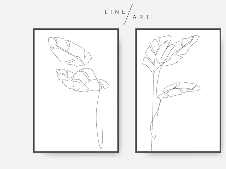 Banana leaves line art