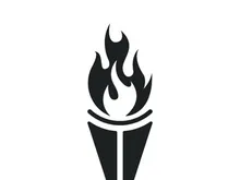 Burning Torch Fire Flame with Pillar column logo design