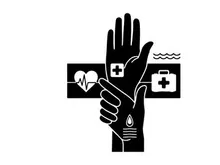 Hands holding heart, medical aid vector illustration