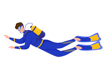 Diver flat vector illustration preview picture