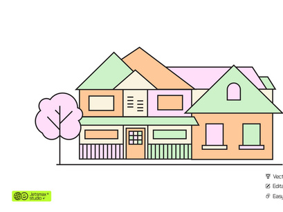 Colorful House Illustration Vector Bundle