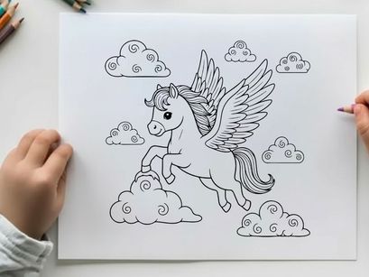 Flying magical unicorn with wings vector illustration flat design