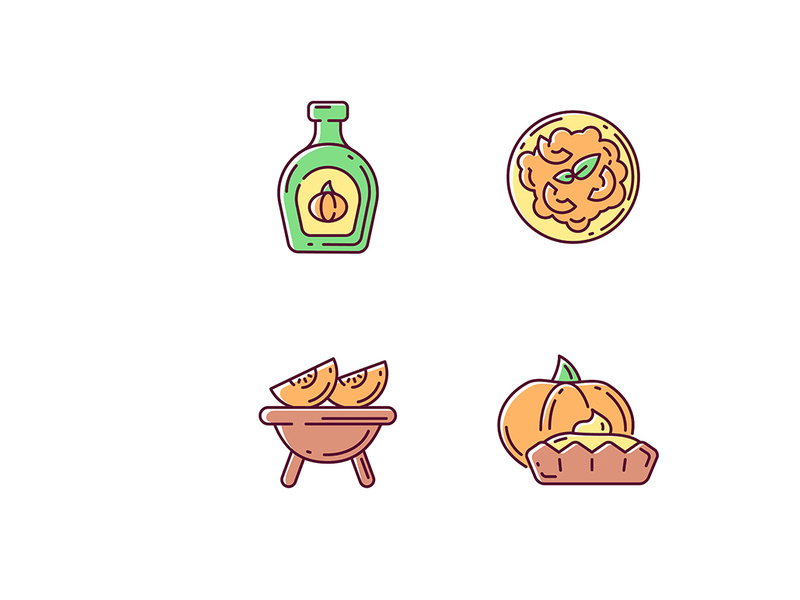 Homemade food RGB color icons set